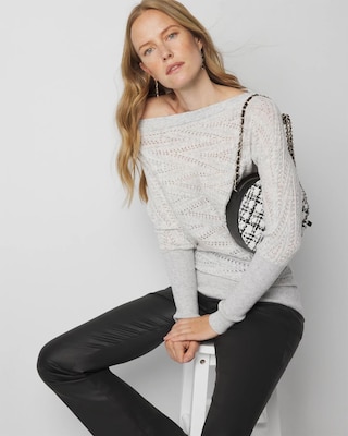 Novelty Stitch Asymmetrical Pullover Sweater | White House